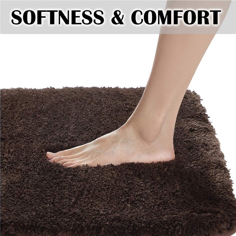 Suchtale Non Slip Bath Mat (20 x 32, Brown) - Soft Microfiber Shaggy, Water Absorbent, Machine Washable, Thick Plush Shower Mat - Image 4